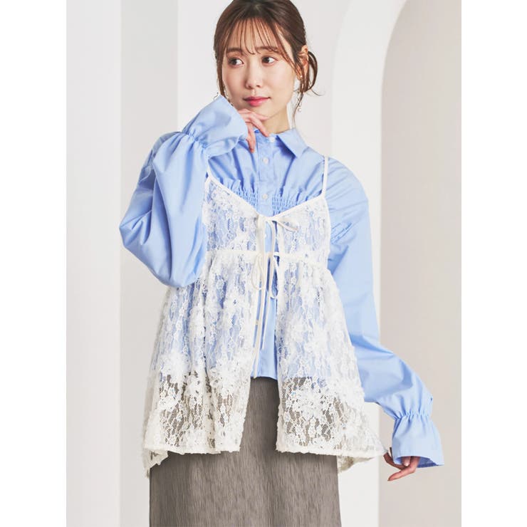 Ａ柄 | レースオーガンジーキャミソールビスチェ | LUDIC PARK