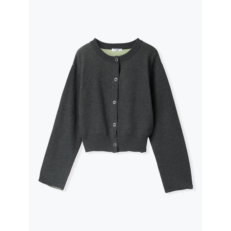 濃グレー | ハトメボタン配色クルーネックカーディガン | LUDIC PARK