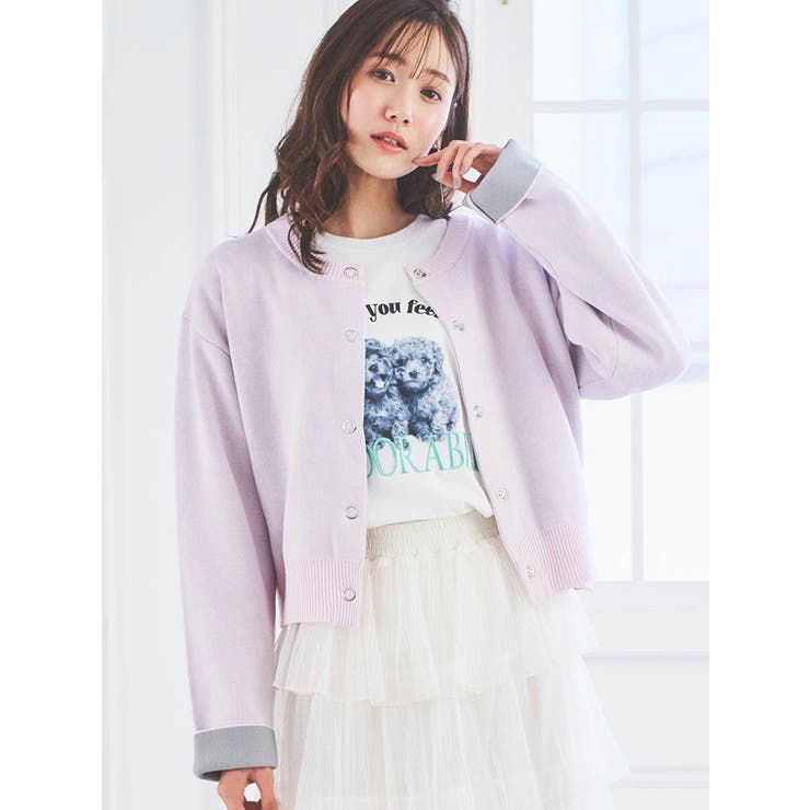 ハトメボタン配色クルーネックカーディガン | LUDIC PARK | 詳細画像2 