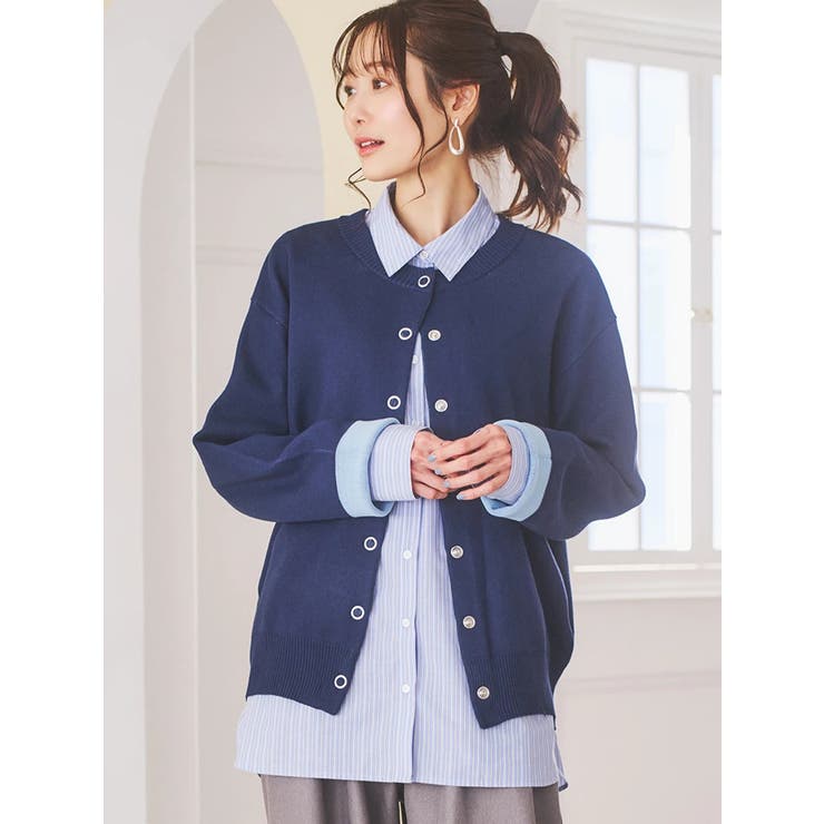 ハトメボタン配色クルーネックビッグカーディガン | LUDIC PARK | 詳細画像1 