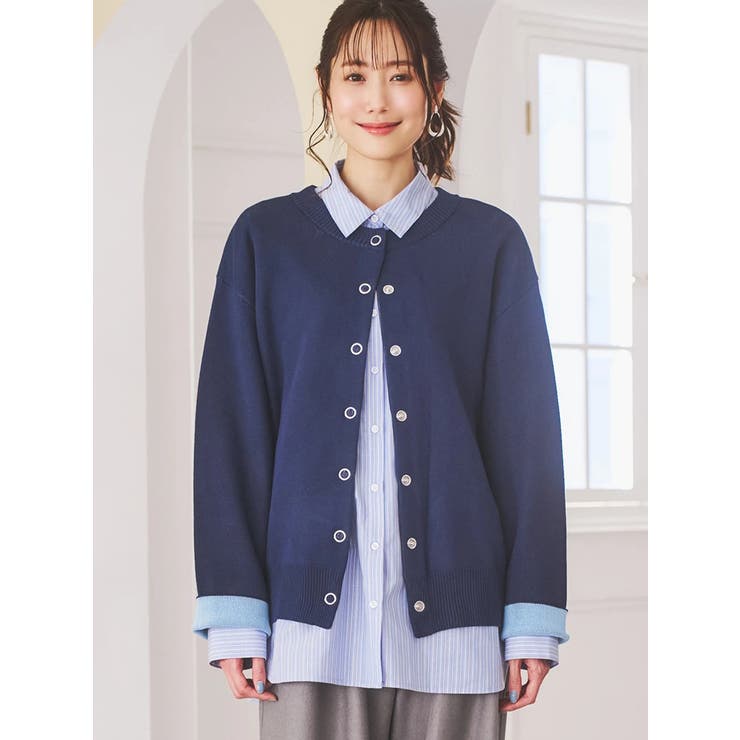 ハトメボタン配色クルーネックビッグカーディガン | LUDIC PARK | 詳細画像2 