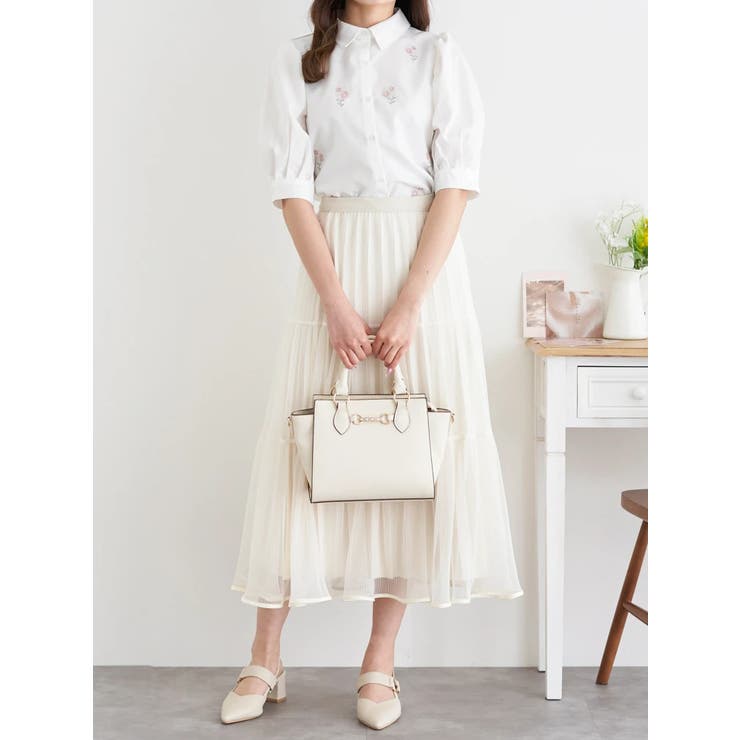 小花刺繍半袖シャツブラウス | LUDIC PARK | 詳細画像5 