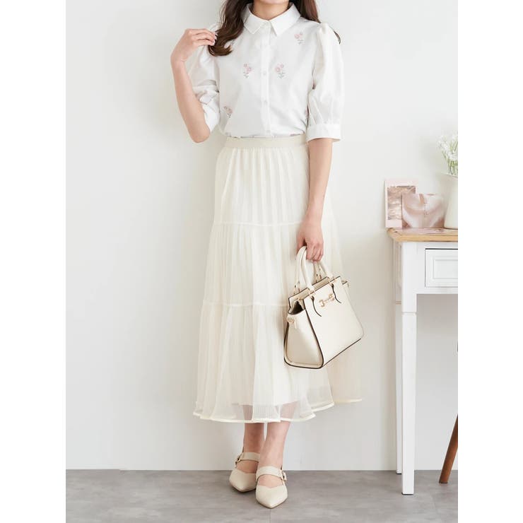 小花刺繍半袖シャツブラウス | LUDIC PARK | 詳細画像7 