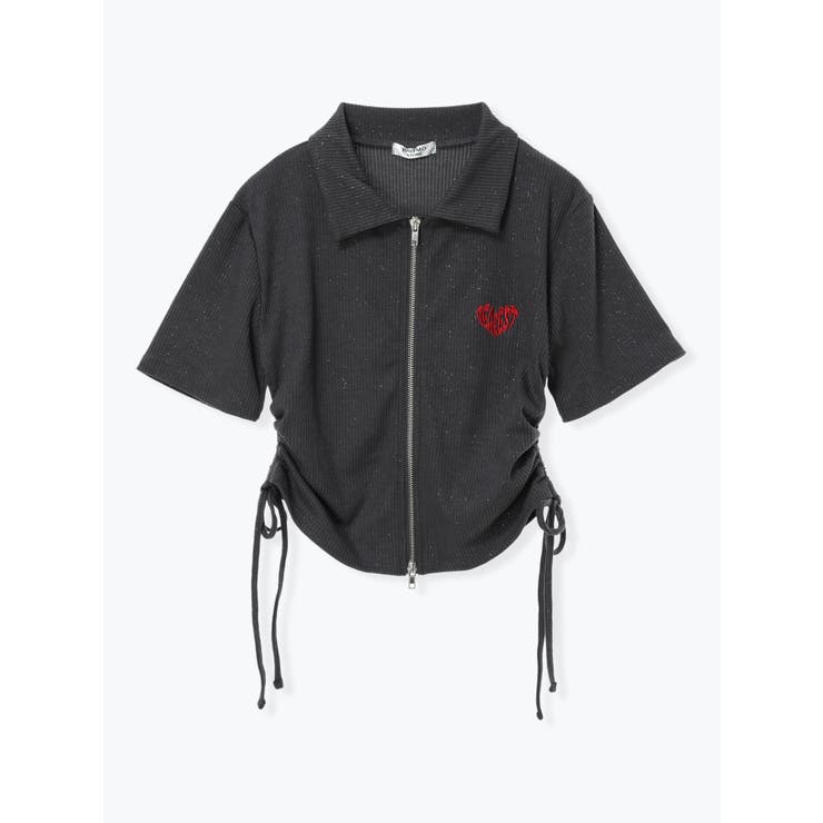 濃グレー | ハート刺繍ダブルZIPカットソー | LUDIC PARK