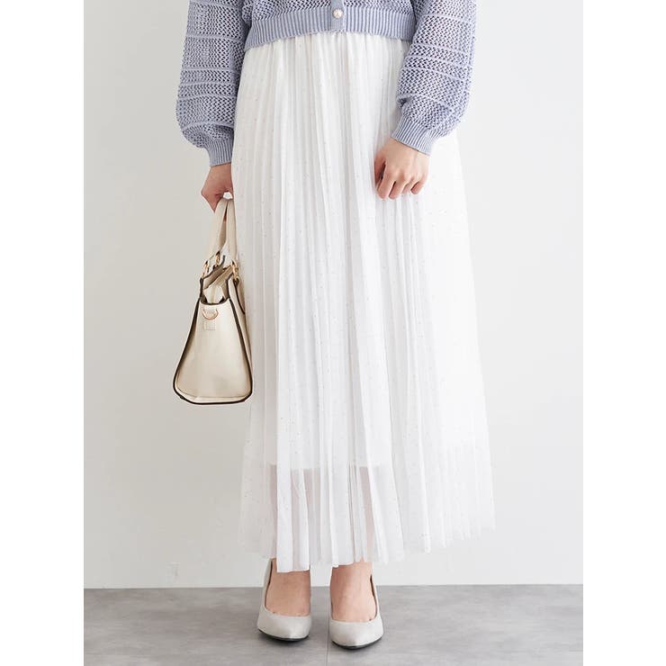 白 | ジルコンプリーツロングスカート | LUDIC PARK
