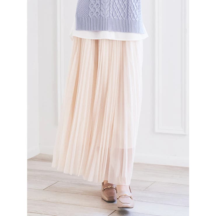 ベージュ | ジルコンプリーツロングスカート | LUDIC PARK
