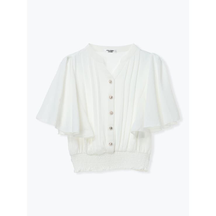 白 | 無地花柄ピンタックブラウス | LUDIC PARK