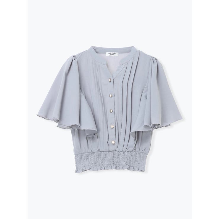 サックス | 無地花柄ピンタックブラウス | LUDIC PARK