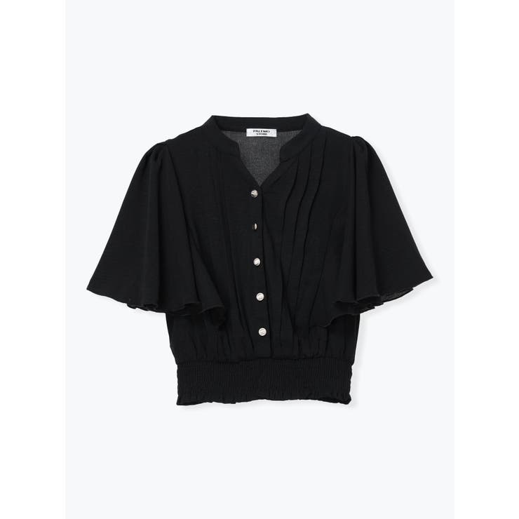 黒 | 無地花柄ピンタックブラウス | LUDIC PARK