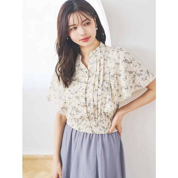 無地花柄ピンタックブラウス | LUDIC PARK | 詳細画像2 