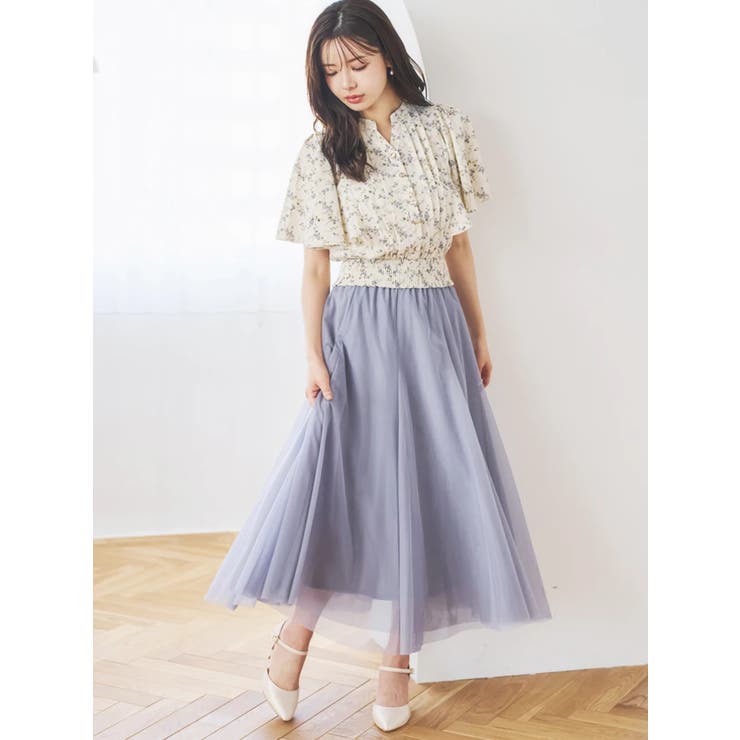 無地花柄ピンタックブラウス | LUDIC PARK | 詳細画像5 