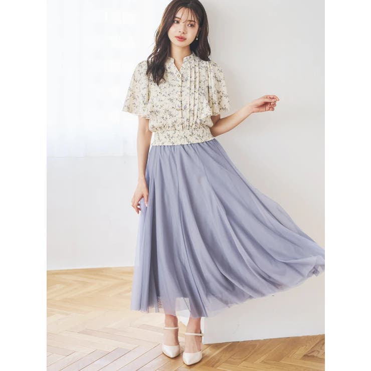 無地花柄ピンタックブラウス | LUDIC PARK | 詳細画像6 