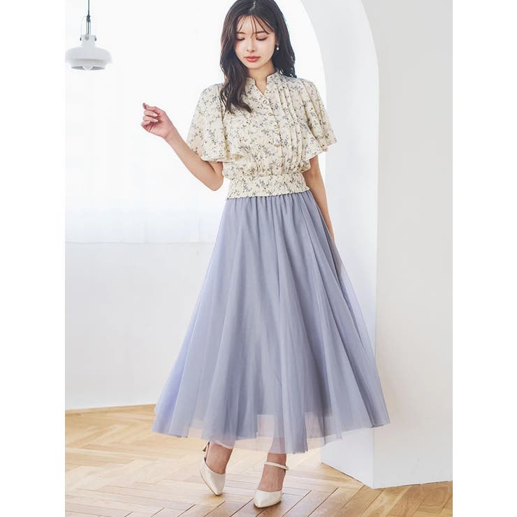 無地花柄ピンタックブラウス | LUDIC PARK | 詳細画像7 