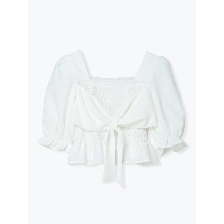 白 | 無地シャーリングブラウス | LUDIC PARK