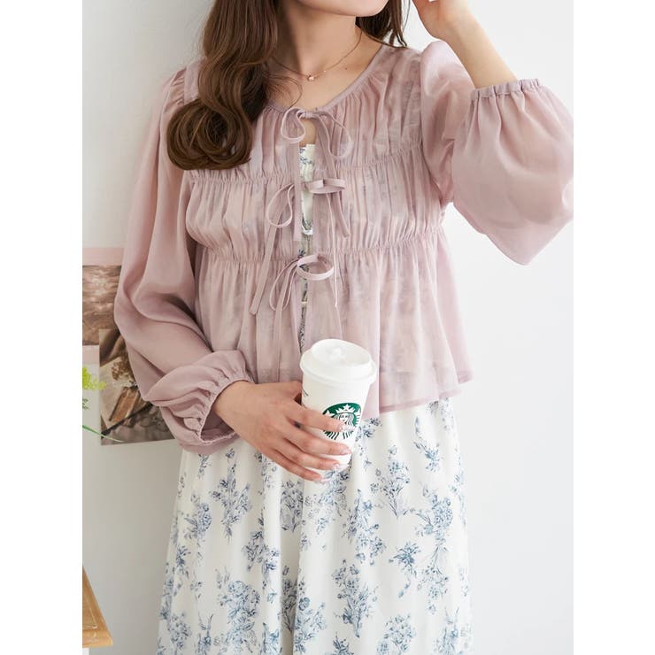 フロントリボンシアーラメブラウス | LUDIC PARK | 詳細画像1 