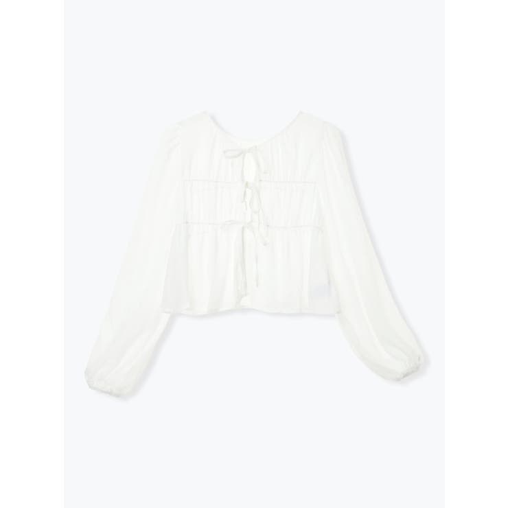 アイボリー | フロントリボンシアーラメブラウス | LUDIC PARK