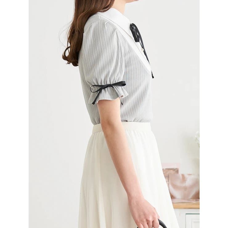 リボン付きシャツレイヤード風トップス | LUDIC PARK | 詳細画像3 