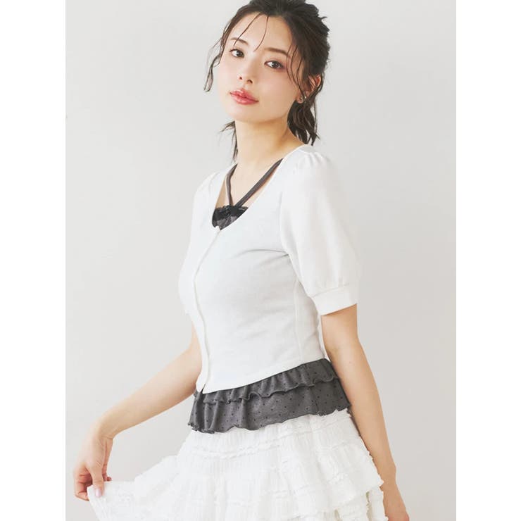 リボンレースレイヤード風フリルトップス | LUDIC PARK | 詳細画像3 