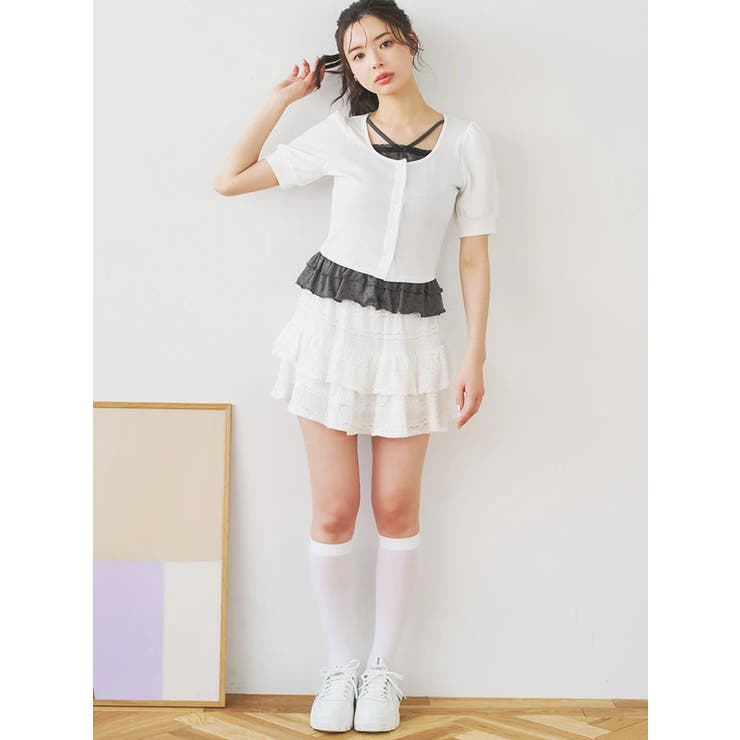 リボンレースレイヤード風フリルトップス | LUDIC PARK | 詳細画像5 