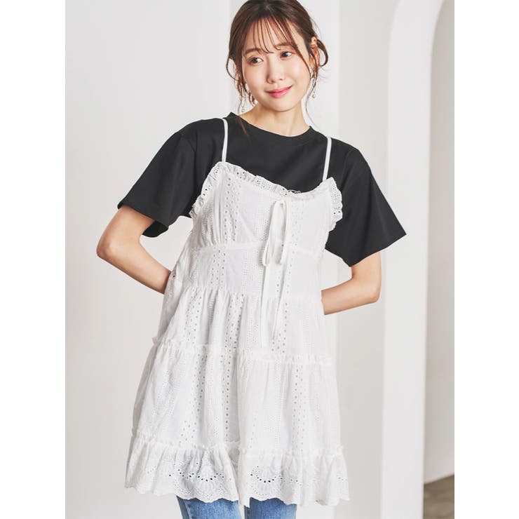 花柄刺繍ティアードキャミチュニック | LUDIC PARK | 詳細画像1 