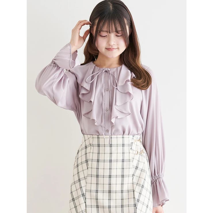 ピンク | ピンタックサテンフリルブラウス | LUDIC PARK