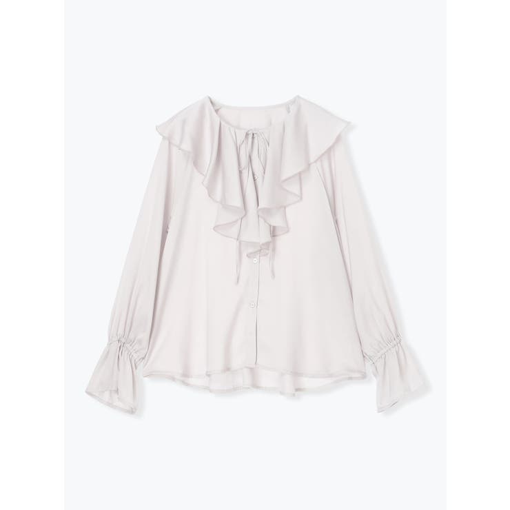 アイボリー | ピンタックサテンフリルブラウス | LUDIC PARK
