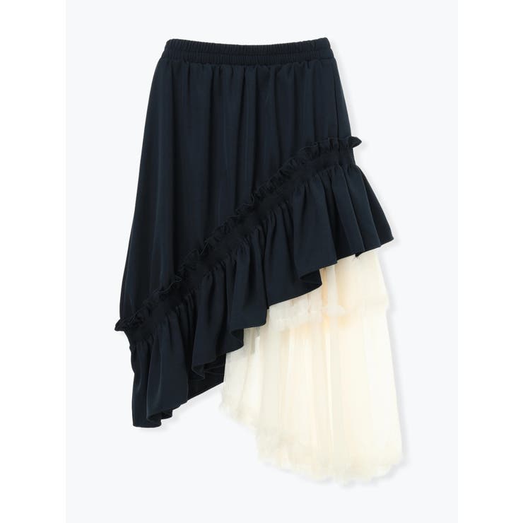 紺 | アシンメトリーチュールスカート | LUDIC PARK