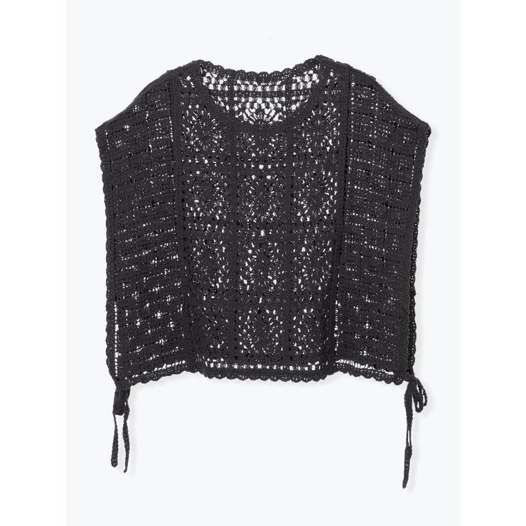 濃グレー | クロシェ柄編みベスト | LUDIC PARK