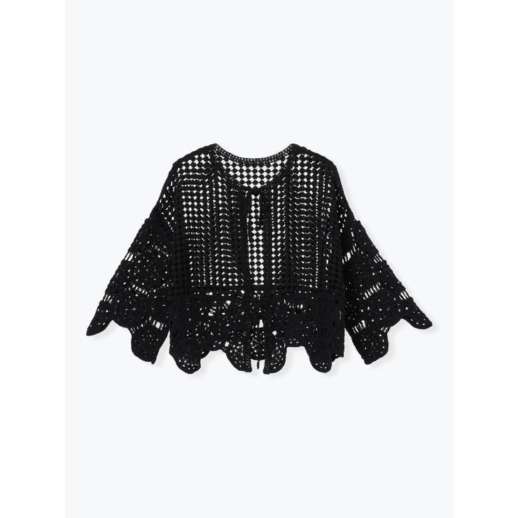 黒 | クロシェ柄編みカーディガン | LUDIC PARK