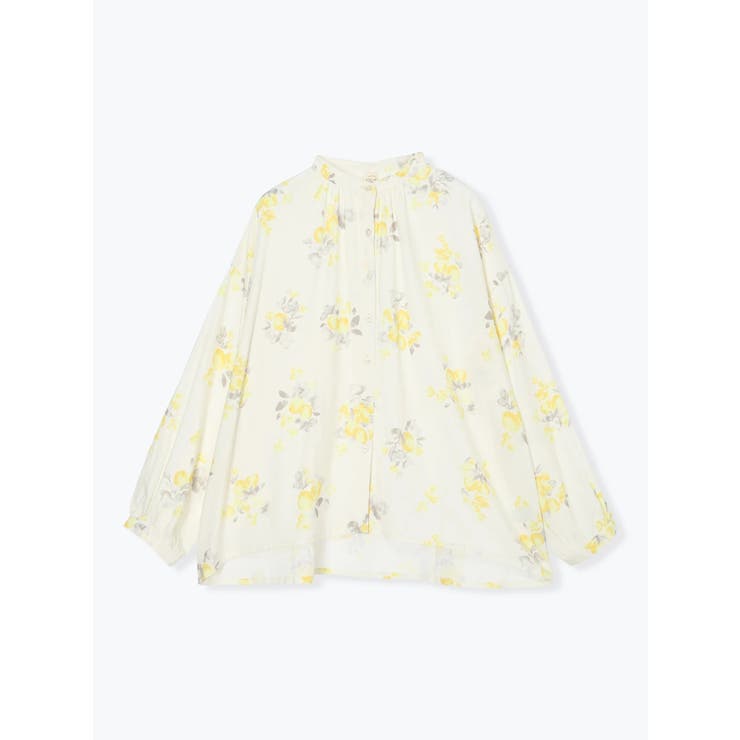 黄 | 水彩プリントバンドカラーブラウス | LUDIC PARK