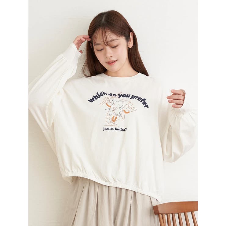 アイボリー | ジャムバタープリントロングスリーブTシャツ | LUDIC PARK