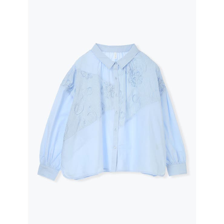 サックス | フラワーモチーフ衿付きブラウス | LUDIC PARK