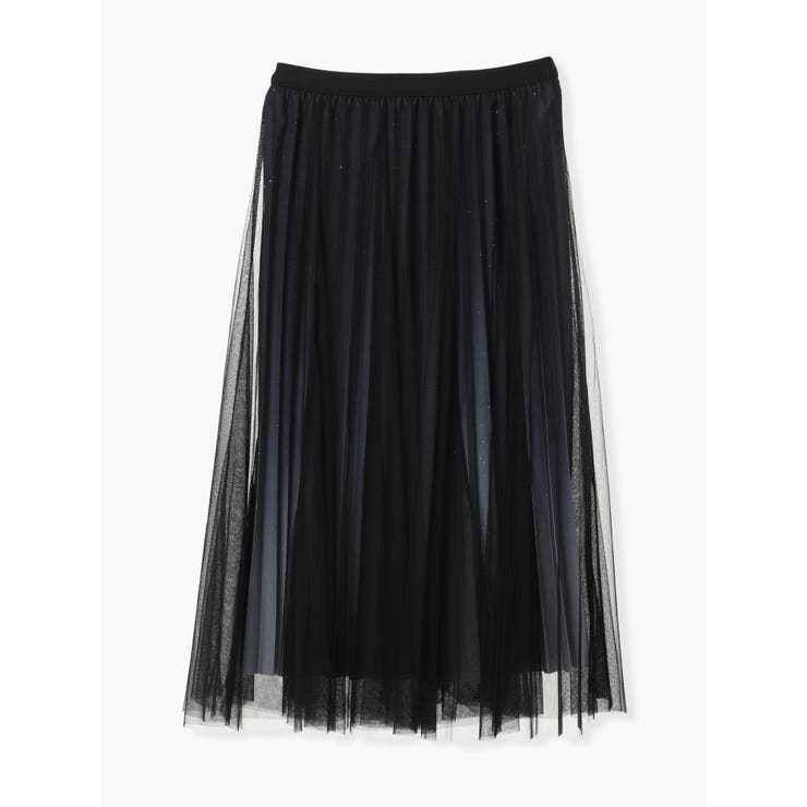 黒 | グラデーションラメチュールロングスカート | LUDIC PARK