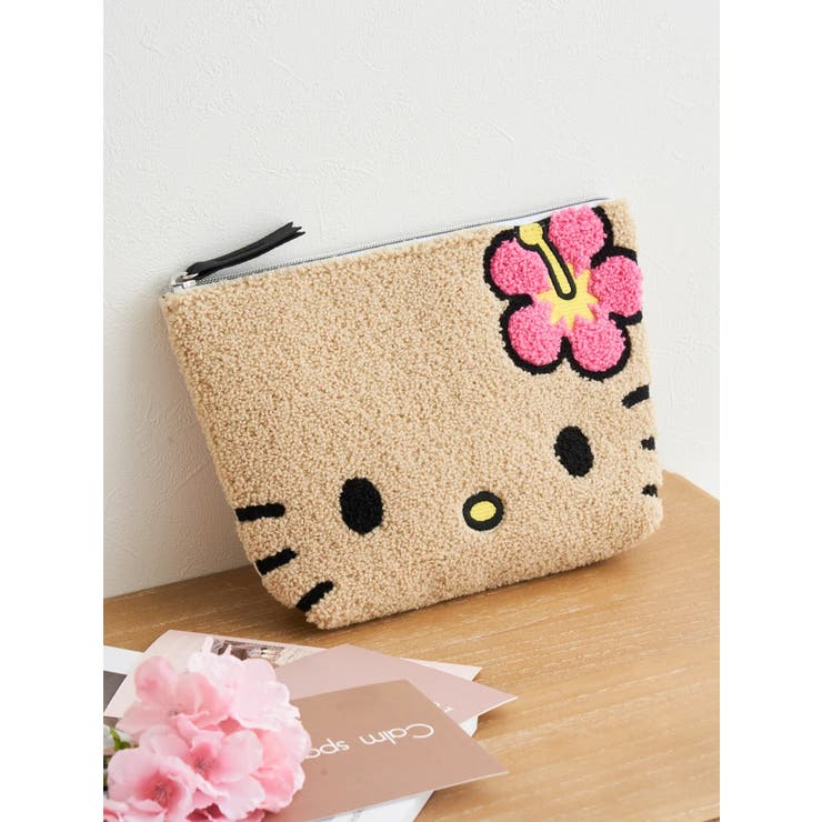 ベージュ | ハローキティ日焼けフェイス柄ポーチ | LUDIC PARK