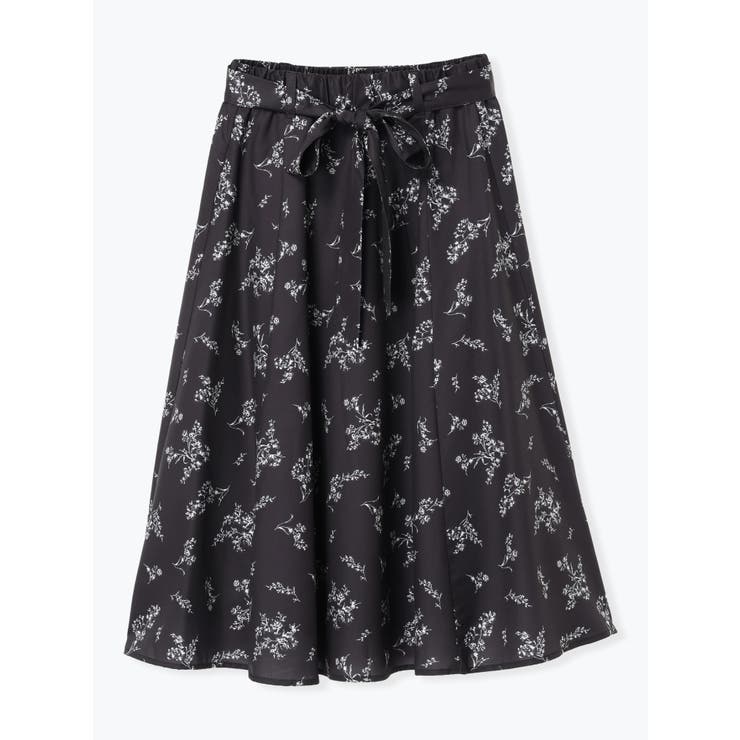 黒 | フロントリボン花柄ロングスカート | LUDIC PARK