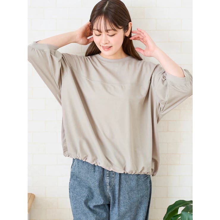 淡グレー | 鹿の子切り替えバルーンシルエットTシャツ | LUDIC PARK