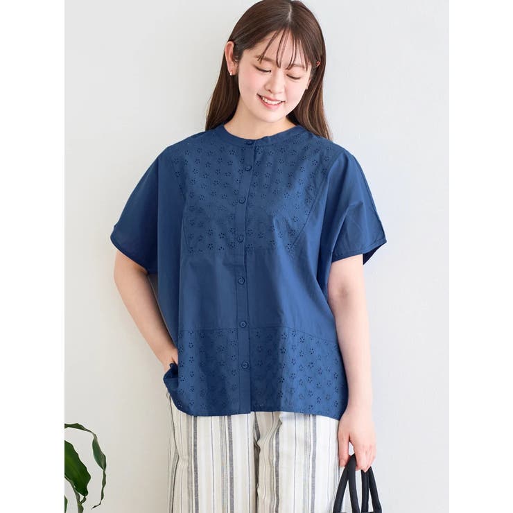 青 | エブリー刺繍切り替えブラウス | LUDIC PARK