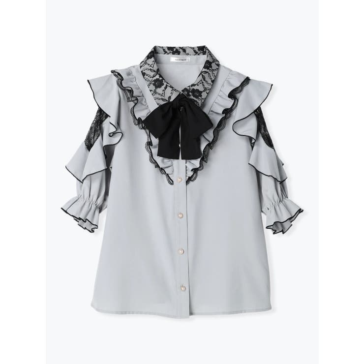 新しい季節 viviano ピンクフリルシャツ シャツ/ブラウス(七分/長袖