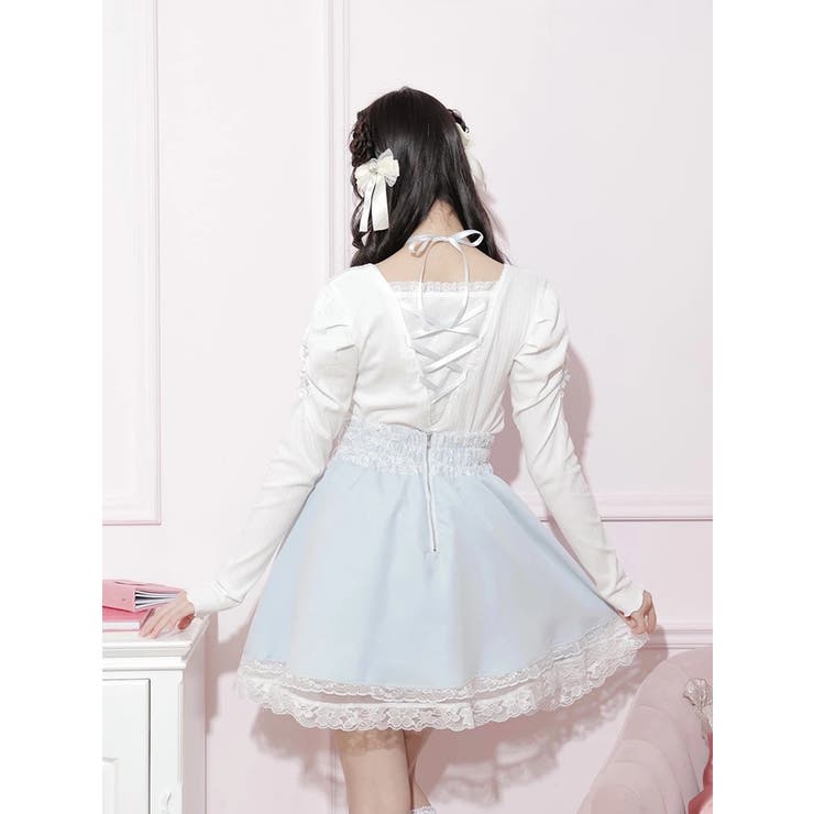 バックレースアップパワショルカットソー[品番：PLMW0010260