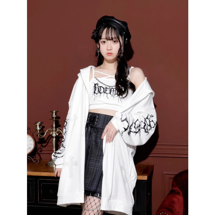 オフホワイト | クロスチェーンゴシック刺繡ブラトップ | NOEMIE