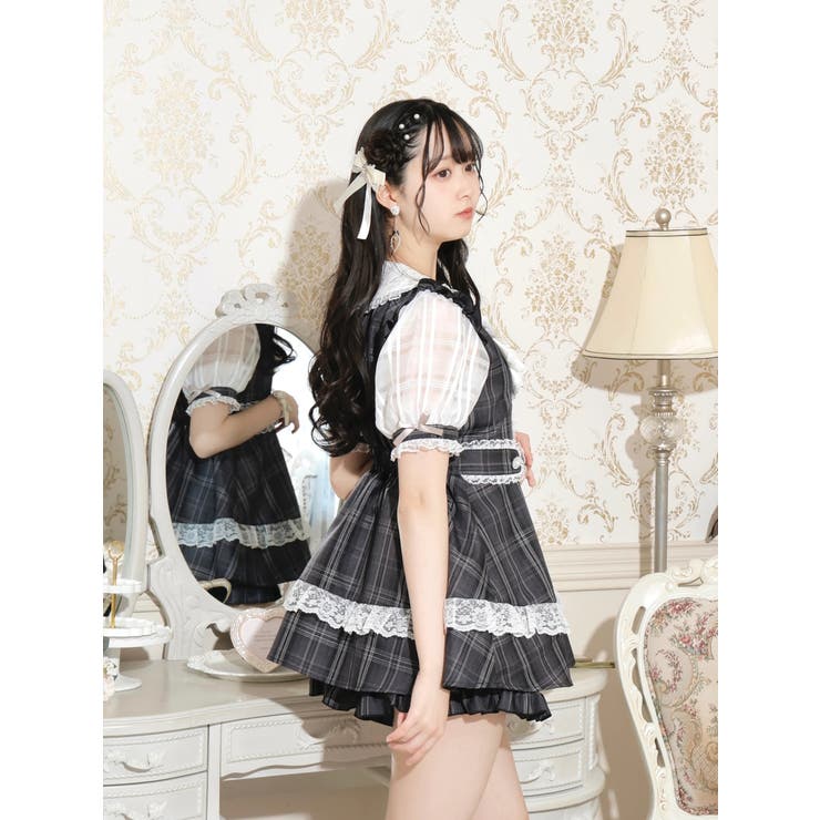 シアーチェックラッフルフリルセットアップ[品番：PLMW0012309