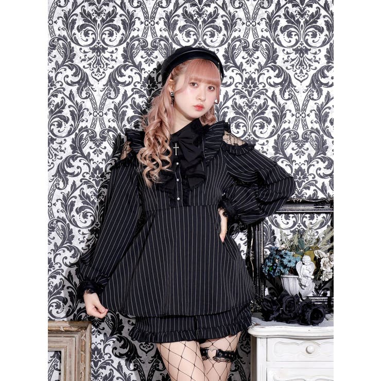 ゴシックフリルオープンショルダーセットアップ[品番：PLMW0012744