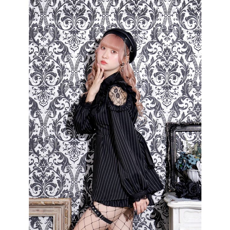 ゴシックフリルオープンショルダーセットアップ[品番：PLMW0012744