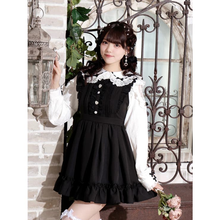 バックレースアップドレッシージャンパースカート[品番：PLMW0013093