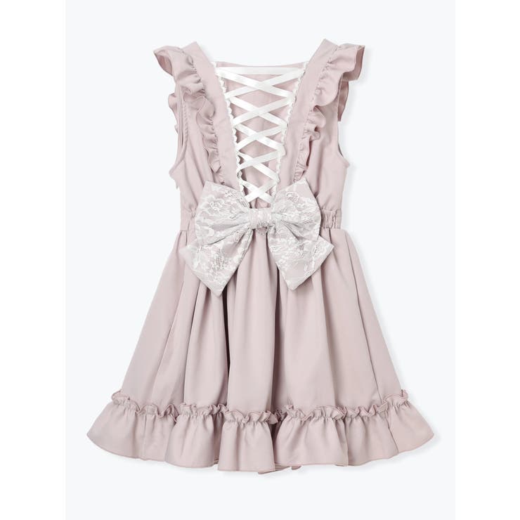 バックレースアップドレッシージャンパースカート[品番：PLMW0013093