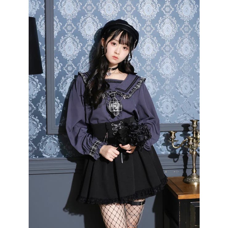 ゴシックセーラーネクタイ付きブラウス[品番：PLMW0013229