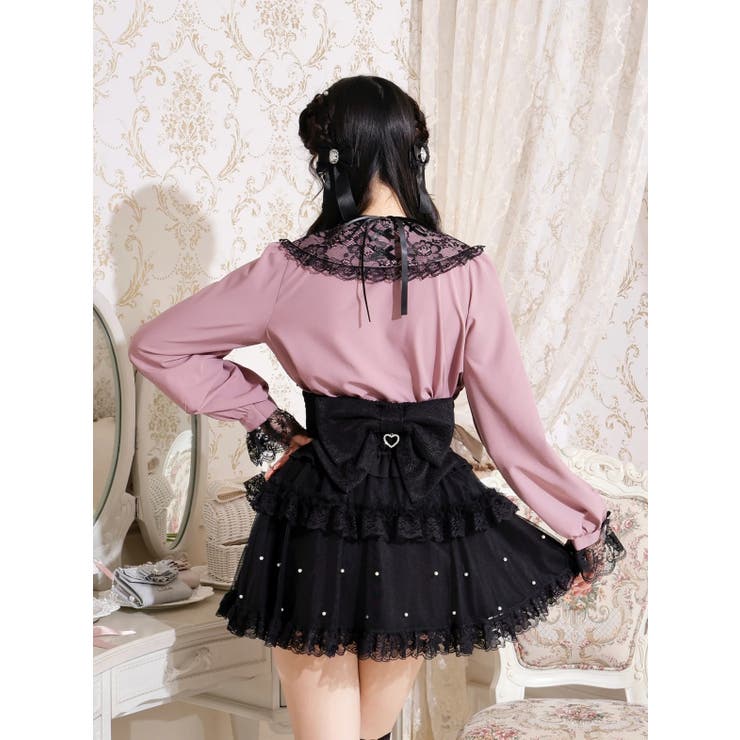 キラキラリボンチョーカーネックブラウス[品番：PLMW0013350]｜NOEMIE