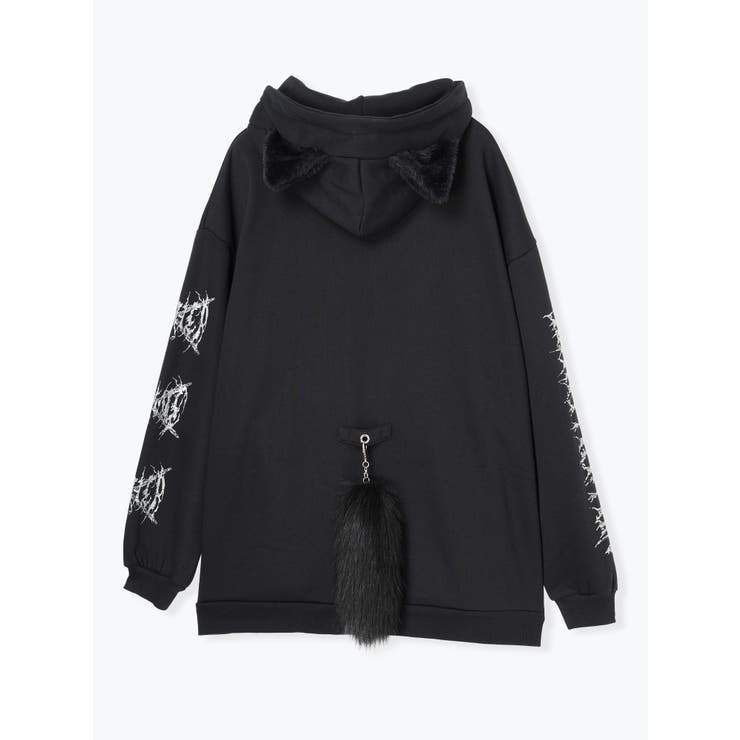 猫耳ブラック フード付き パーカー MAD PUNK　尻尾付き 猫耳ブラック フード付き パーカー MAD PUNK 尻尾付き 猫耳ブラック