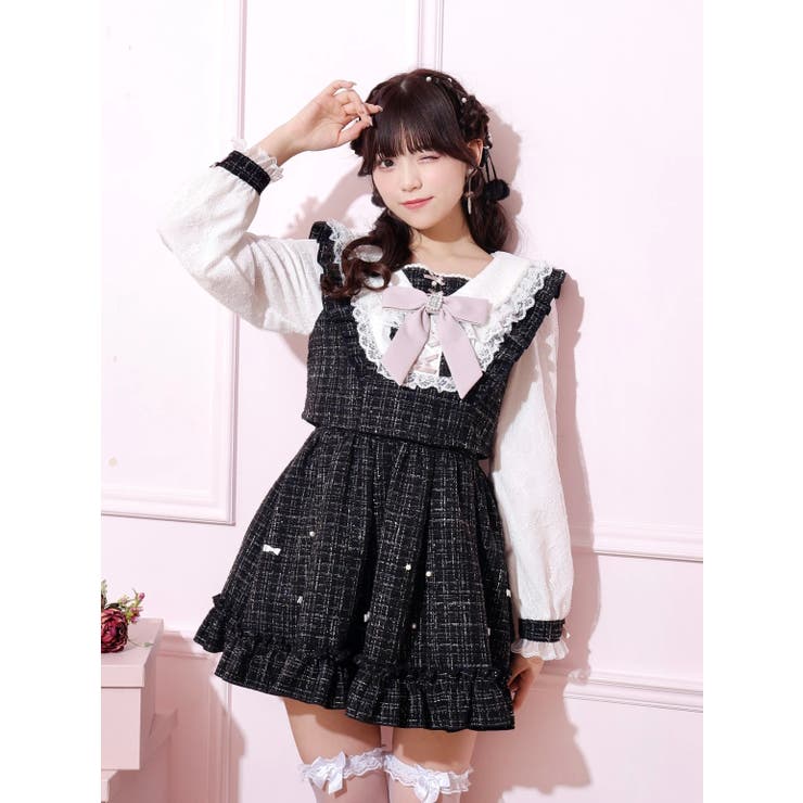 NOEMIE メニーリボンキラキラツイードワンピース メニーリボンキラキラツイードワンピース[品番：PLMW0013490