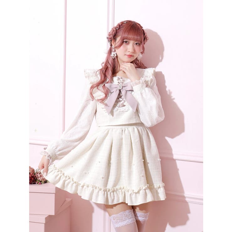 メニーリボンキラキラツイードワンピース[品番：PLMW0013490]｜NOEMIE